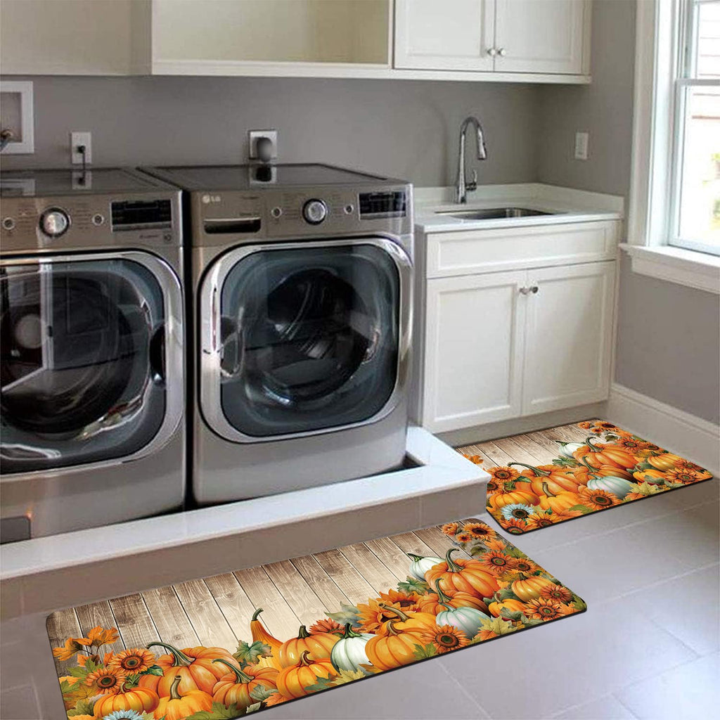 APROPHIC Fall Pumpkin Kitchen Mats, Set of 2