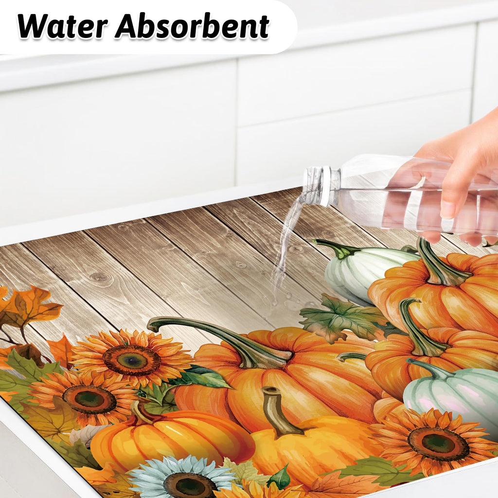 APROPHIC Fall Pumpkin Kitchen Mats, Set of 2