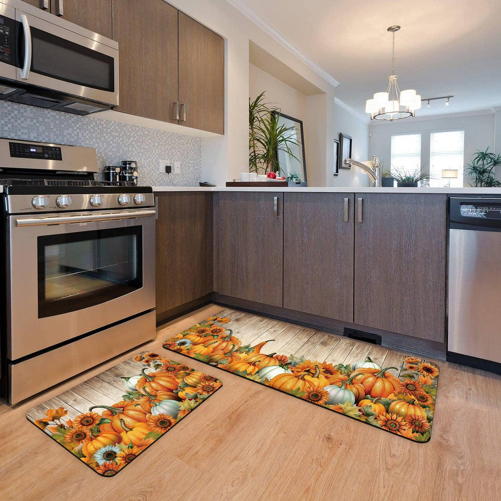 APROPHIC Fall Pumpkin Kitchen Mats, Set of 2